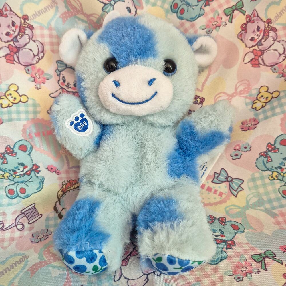 Build-A-Bear Mini Beans Blueberry Cow Plush Stuffed Animal